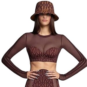 Adidas x Ivy Park Collab Wild Brown Monogram Crop Top Sports top